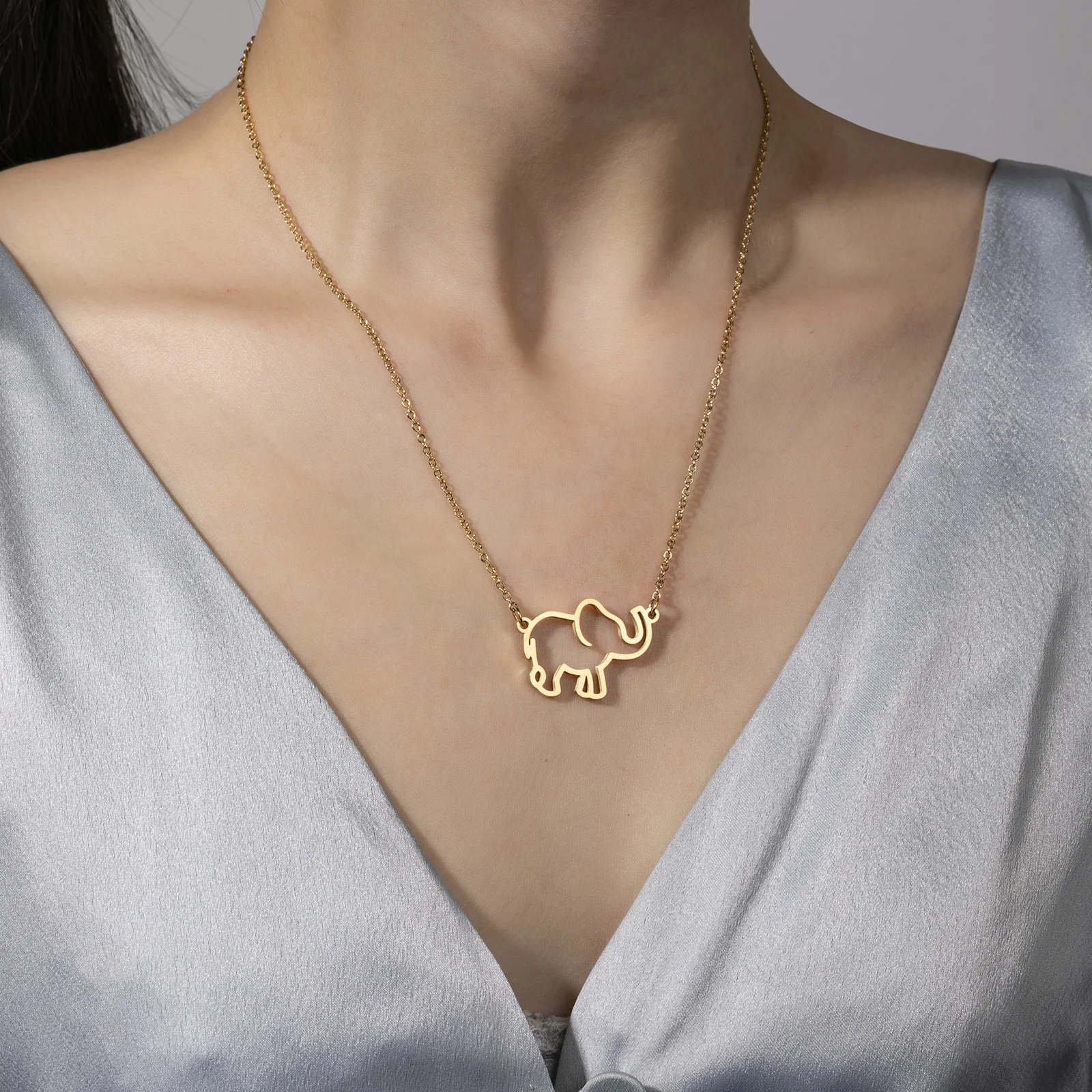 
custom animal Jewelry Necklace Women Gift Pendant necklace elephant 316L Stainless Steel Necklace 