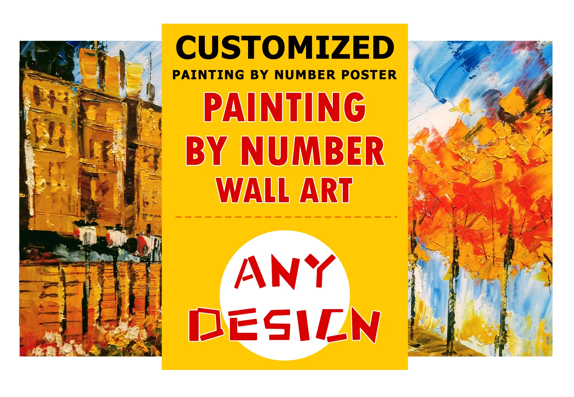 Custom Photo Canvas Painting Paris Street DIY Wall Decorative Art Handpainted Modern Style for Painting by Numbers