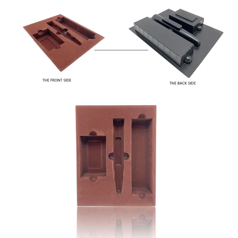 Newest Velvet Blister Tray with Flocking PS Plastic Inner Tray for Consumer Electronics Durable Packaging Box Tray