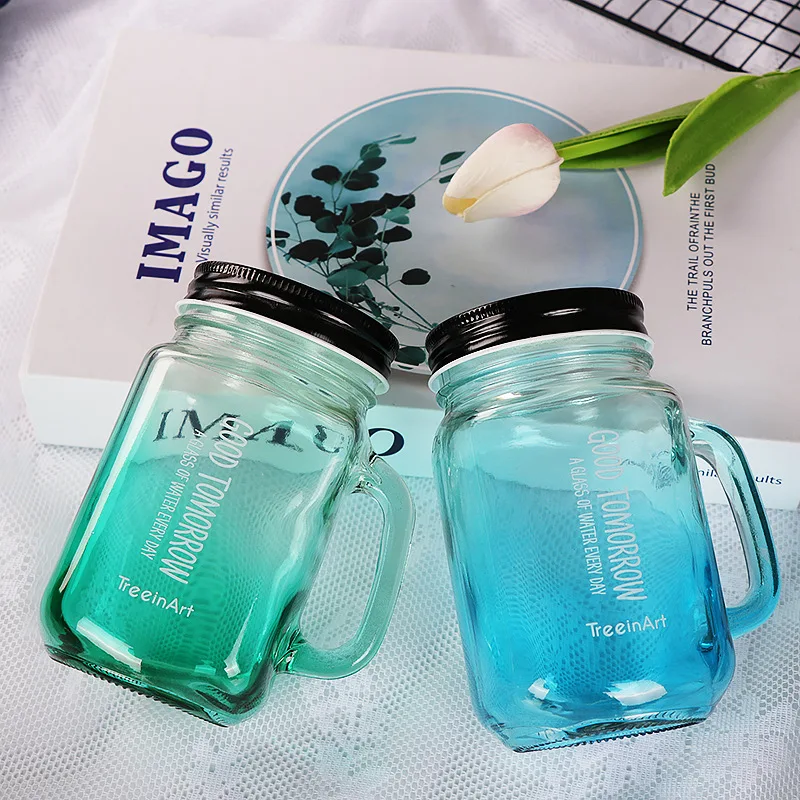 hot sale factory price glass mason jar with lid and straw mason jar with handle and lid accepting customized logo