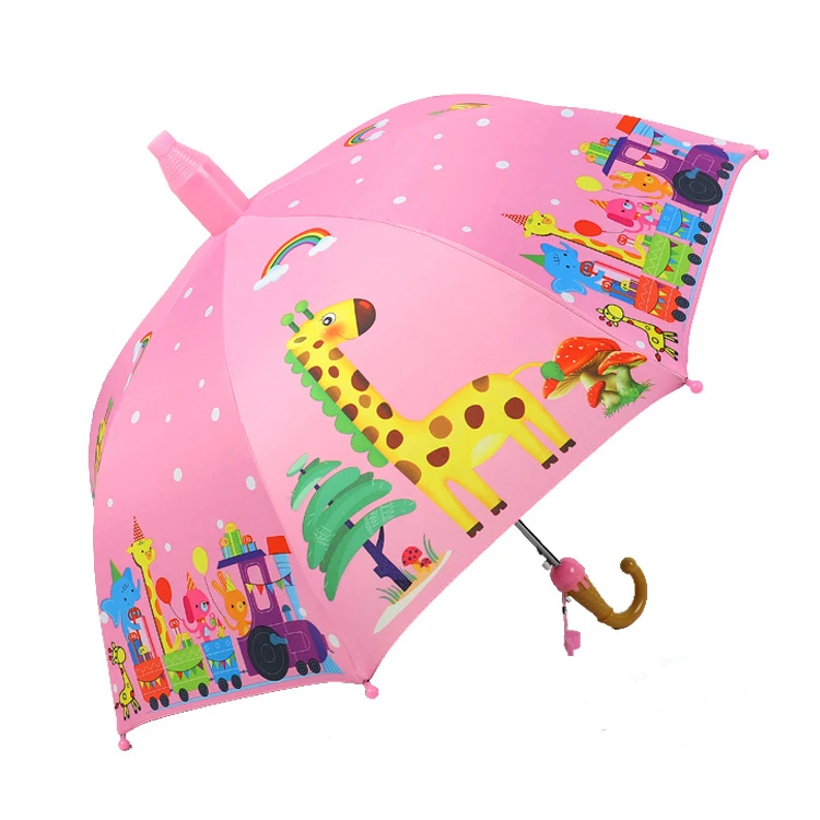Wholesale cartoon animal designs custom kid umbrella with black uv coated