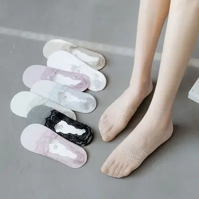 sxx158    Spring and summer mesh small crown lace point glue shallow mouth boat socks invisible socks wholesale