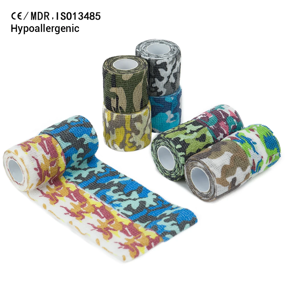 2024 China pet horse Self Adhesive Cohesive Bandage Blue 7.5cm Sport Support Wrap Roll Vet Wrap Roll medical Support Stretch tap