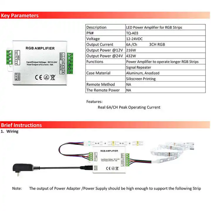 rgb amplifier 18A Custom Manufacturer 12v 24v 18A 216W aluminum case 5050 rgb led strip signal repeater led power amplifier