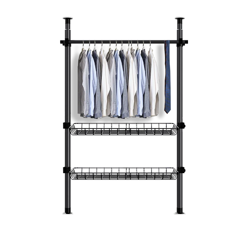 Modern Space Save Storage Cabinet garment rack hanger rod steel adjustable closet organizers Simple Bedroom telescopic Wardrobe