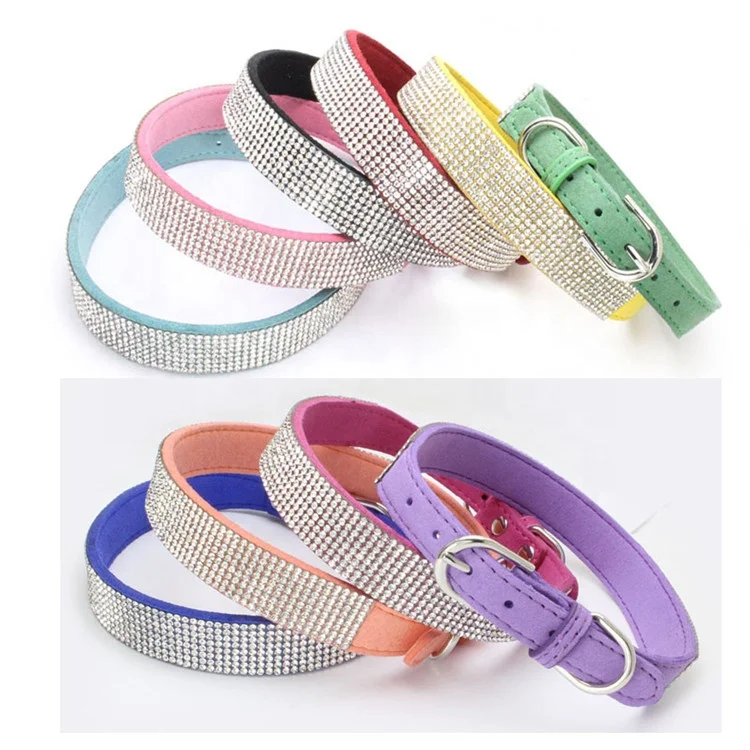 New Multi Color Pet Soft Microfiber Hot Drilling Traction Rope Dog Collar