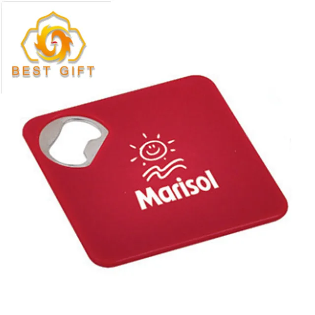 Function custom Logo colorful square Shape Bottle Opener coaster