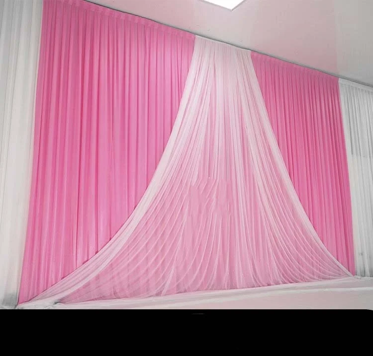 Wedding Backdrop Double Layered Stage Drapes Wall Decoration Wedding Props Backdrop Curtain