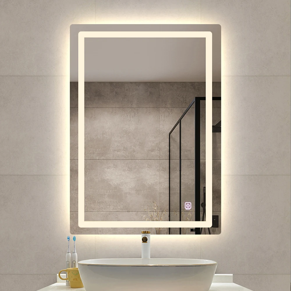 Waterproof led smart mirror bathroom frameless hotel wall mounted makeup bath mirrors