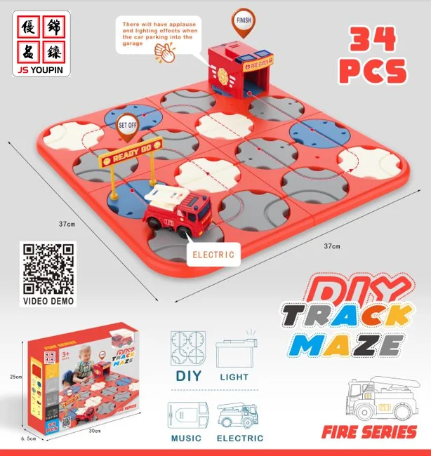 2023 educational toys Variable sound and light maze track diy bricks electric track maze game