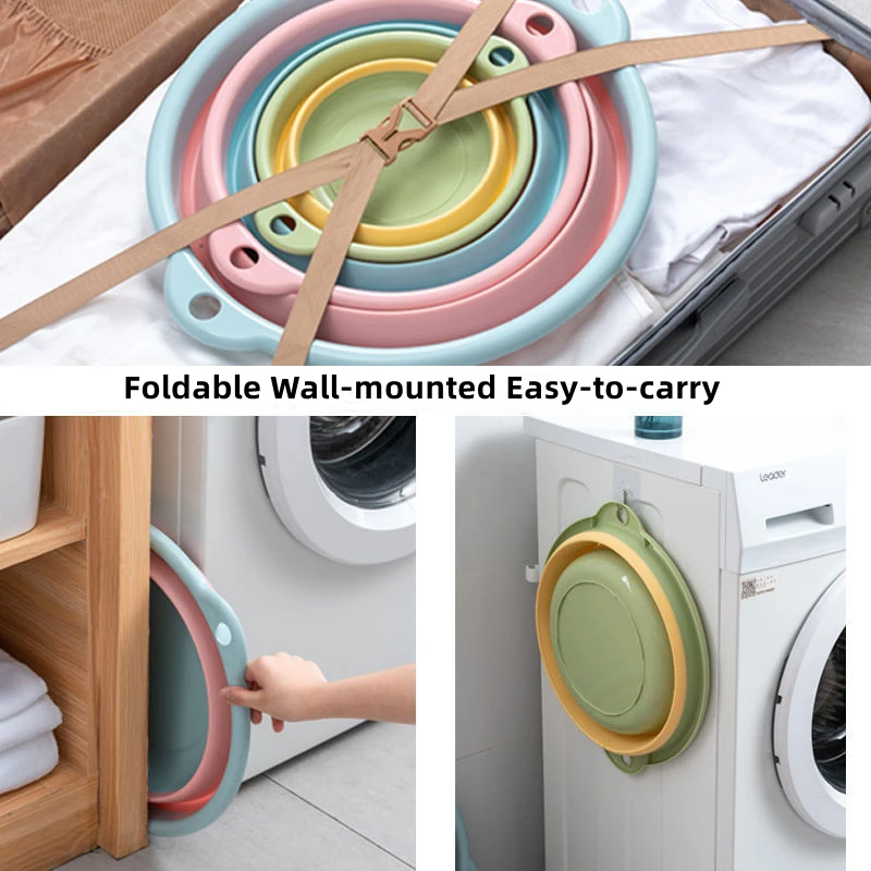 Simple thickened large foldable washbasin wall-mounted silicone washbasin portable foot wash clothes wash basin