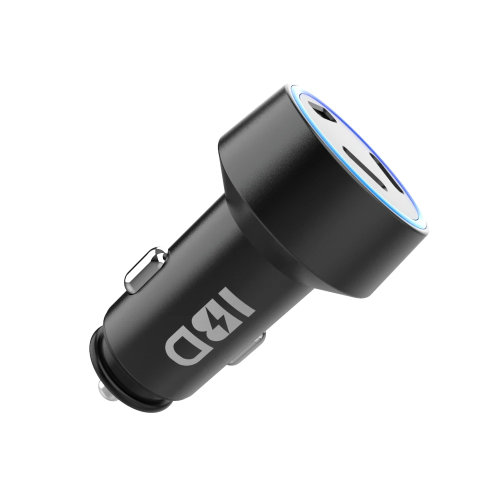 IBD First Manufacturer Of 3 Usb C Pd 20W Car Charger With Blue Led Ring Total 60W Quick Charger For Iphone 13