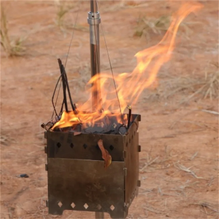 Hanging Furnace Stainless Steel Folding Bonfire Stove Firewood Charcoal Barbecue