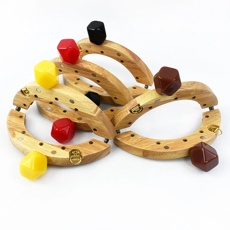 Meetee XP054 14cm DIY Wood Bag Handle Hand-Woven Accessories for Luggage Suitcase and D Ring Sewing Frame for Handbag Wallet