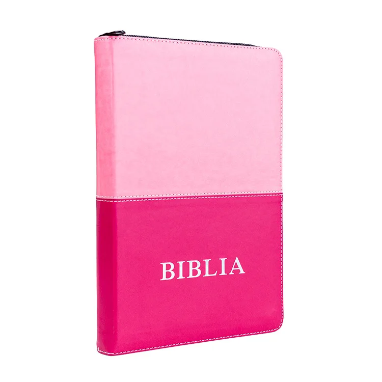 Printing House Factory Wholesale Price Custom Book Premium Faux Top Grain Leather English Spanish Holy Bible