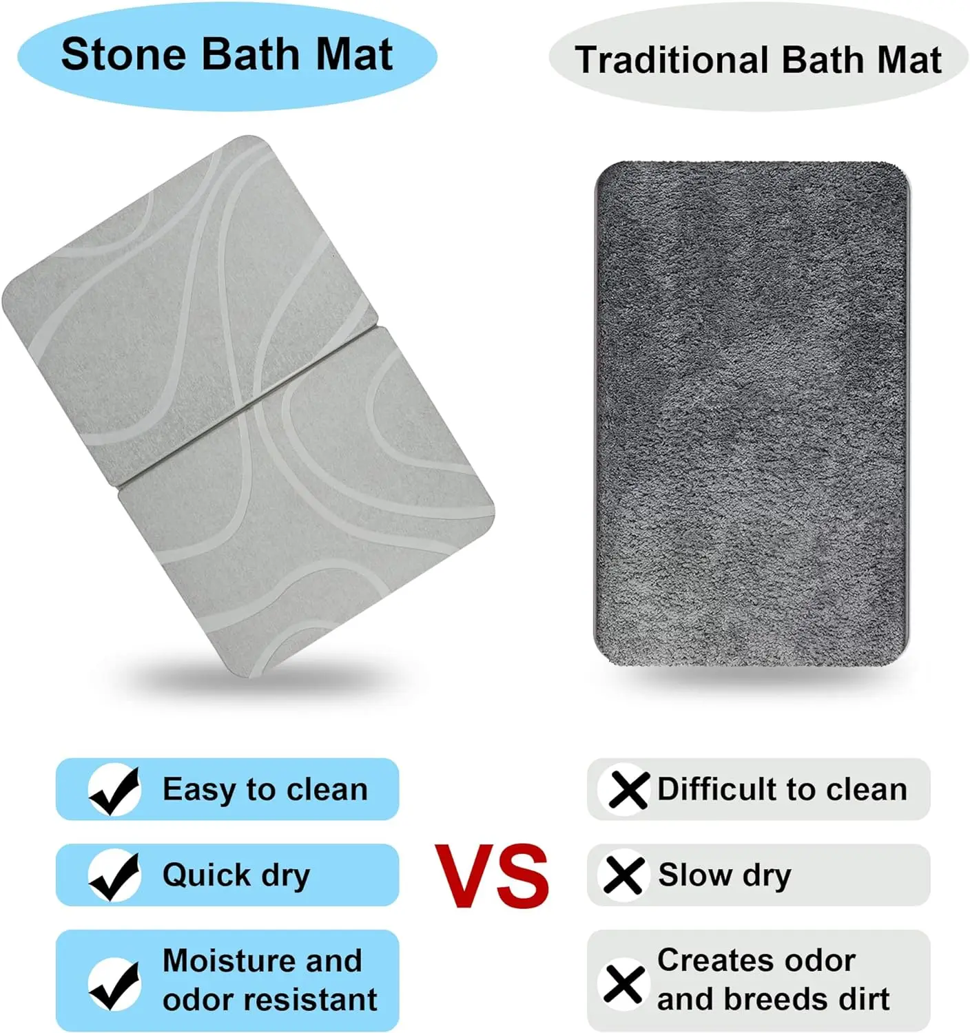 Tabletex Hot-Selling Simplified Rectangular Bathroom Mat Diatomaceous Earth Water Absorbing Mat Made from Premium Diatomite