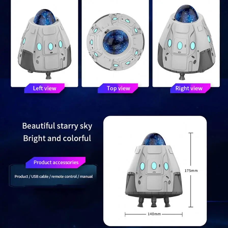 NEW Space Starry Projector Light Capsule Galaxy Star Beauty UFO Night Light Sky Nights Lamp For Bedroom Home Decorative