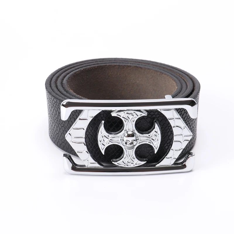 Designer Fashion Brand Cow Leather Genuine Belt Trapezoid Gold Zinc Alloy Buckle Wide Waist Leather Belts For Men