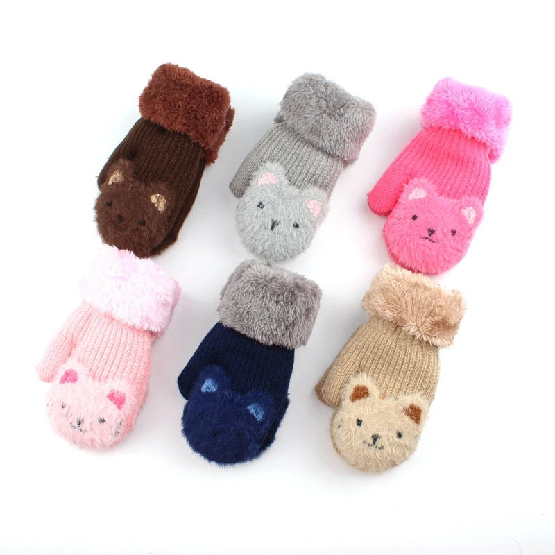 New Arrival Winter Baby Boys Girls Knitted Gloves Warm Rope Full Finger Mittens Gloves for Children Toddler Kids Gloves