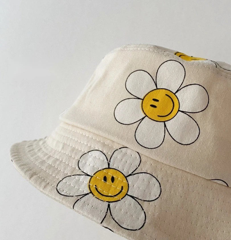 Custom Baby Kids Summer Flower Printing Bucket Hats Boys Girls Beach Bucket Hats Causal Hat
