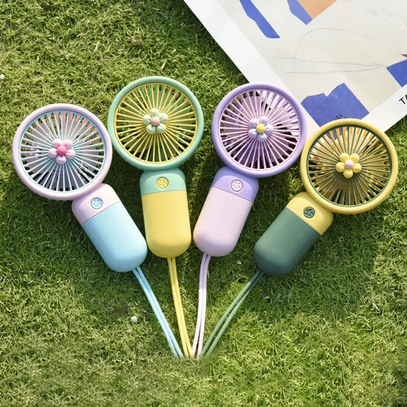 2023 New Animal Flower Mini Girl Hold USB Rechargeable Portable Fans Air Cooler Summer Handheld Mini Fan
