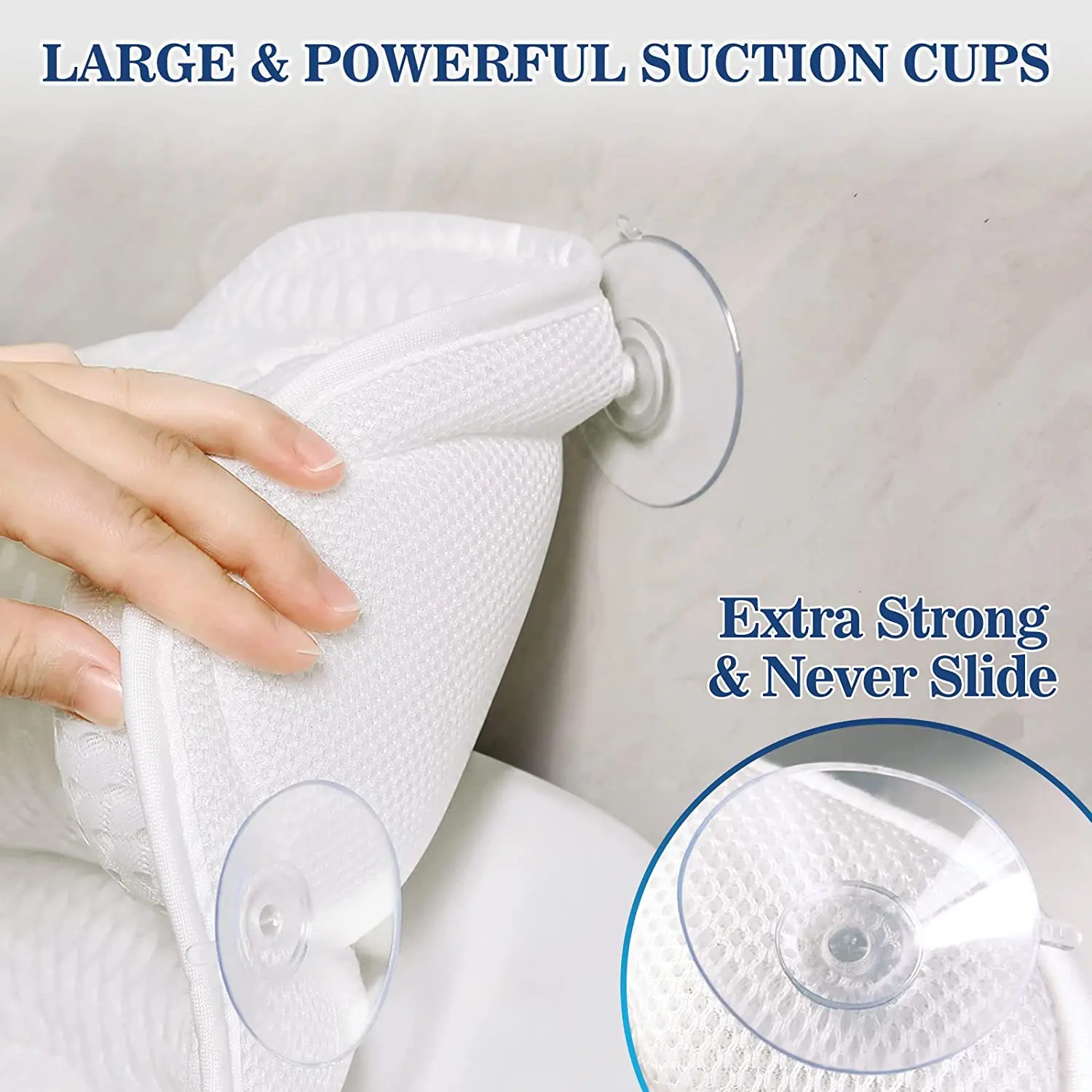 CF BBP20 Luxury Bath Pillow 4D Air Mesh Cushion Dry Fast Fluffy Soft Spa Pillow with Suction Cups for Comfortable Bath Tub