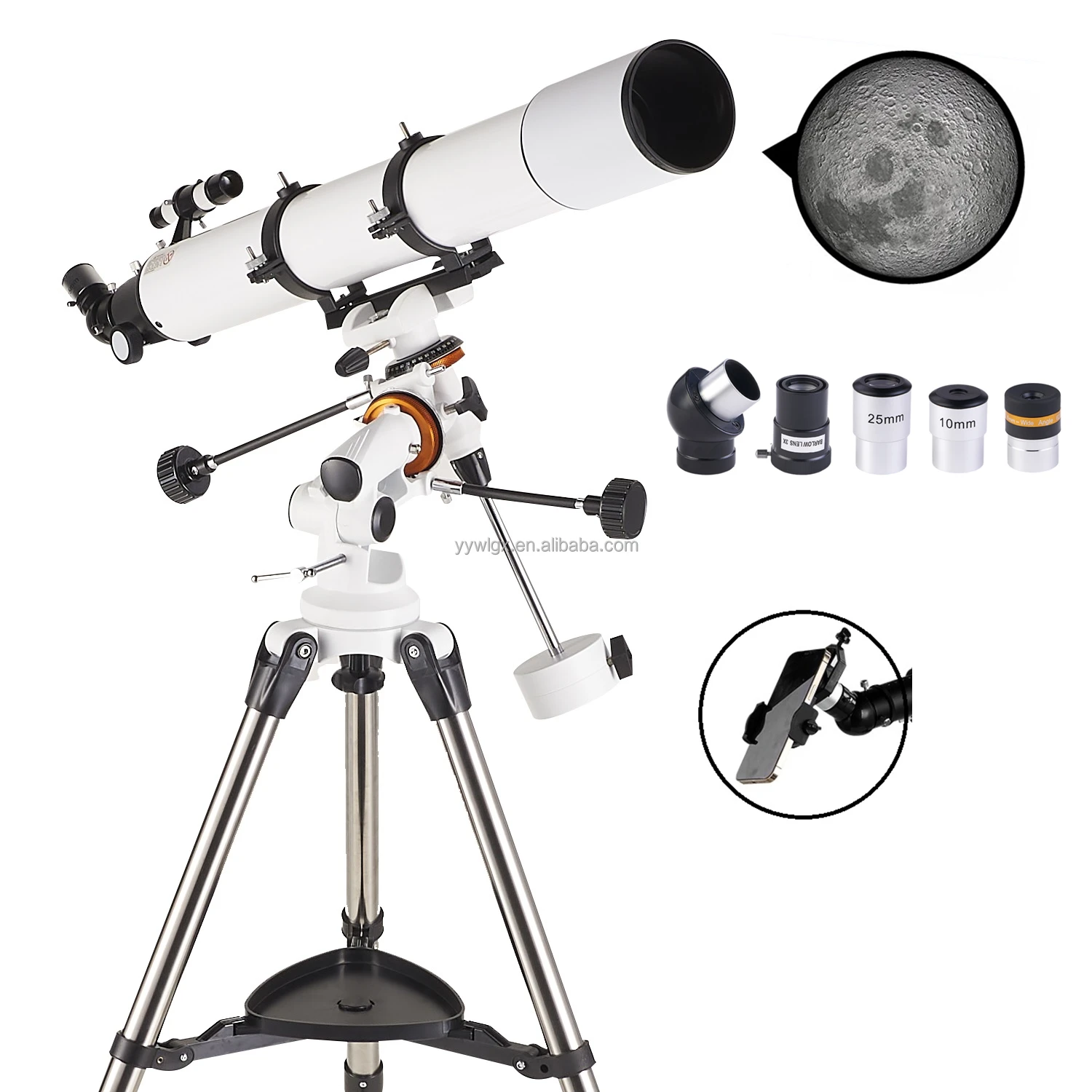 F90080M  80/900mm Reflection Astronomical Telescope 80900 150X Monocular Space Newtonian Equatorial Mount