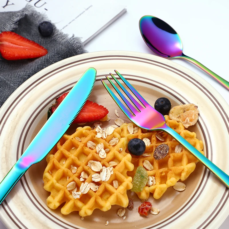 Factory wholesale Stainless Steel Knife Fork Spoon set 24pcs Gold Flatware Luxury Cutlery Set With Stand