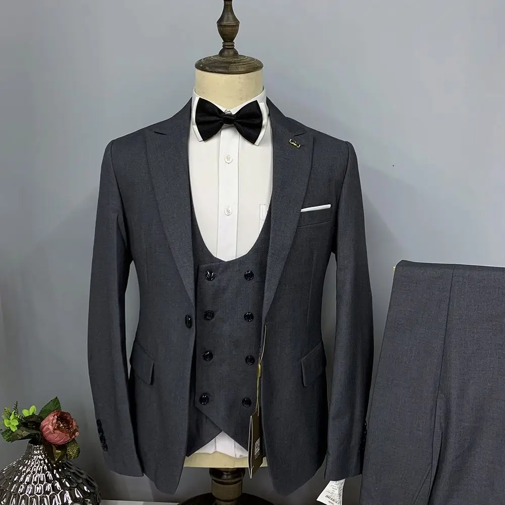 Wholesale Wine Red Casual Oversized Blazer Hombre Formal Three 3 Piece Suits Set For Men In Pakistan