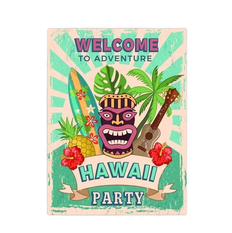 Wholesale Vintage Hawaii Metal Art Wall Tin Signs Bar Decoration Custom Decor Supplier