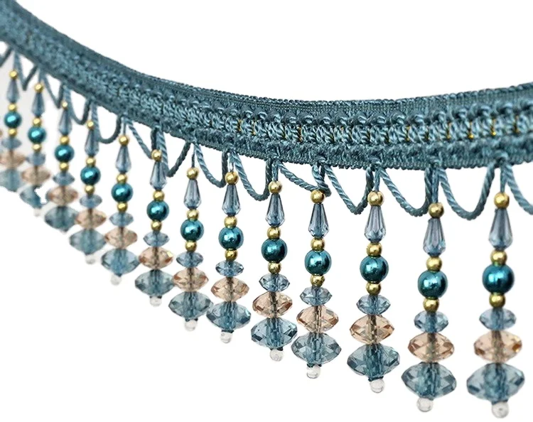 Cheap Price Decorative Beaded Curtain Tassel Fringe Trim Beaded Fringe Trimming
