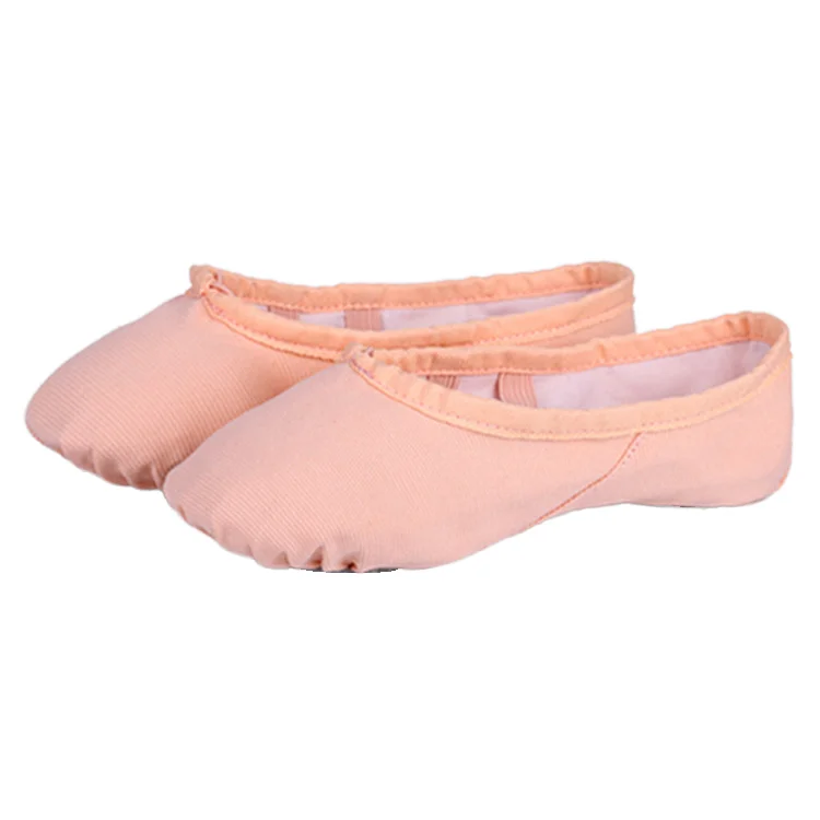High Quality Hot Fashion Pink Canvas Flats Soft Ballet Dance Shoes with Elastic Band for Girls and Kids