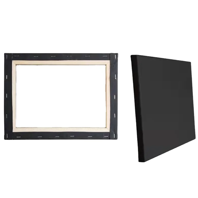 Custom Blank Black Linen Blended pure cotton Canvas Square Rectangle Stretched Canvas Artist Frame for Hand painted Painting