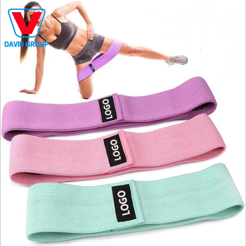 Custom logo elastic yoga bodybuilding pull up fabric cotton nylon Latex resistance bands for yoga sports