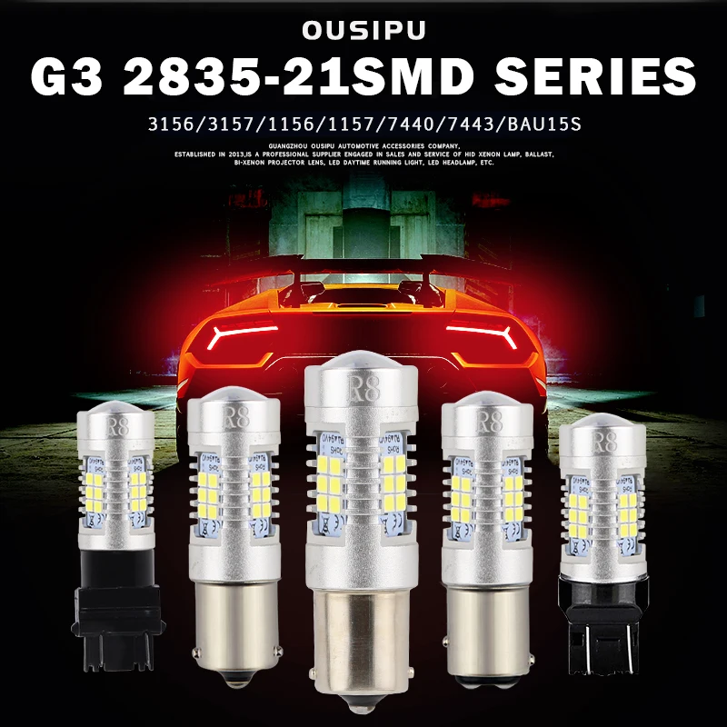 Popular Auto Car Brake Parking Tail Turn Signal Light White 7440 7443 T20 1156 1157 3156 3157 BA15S Car Led Light