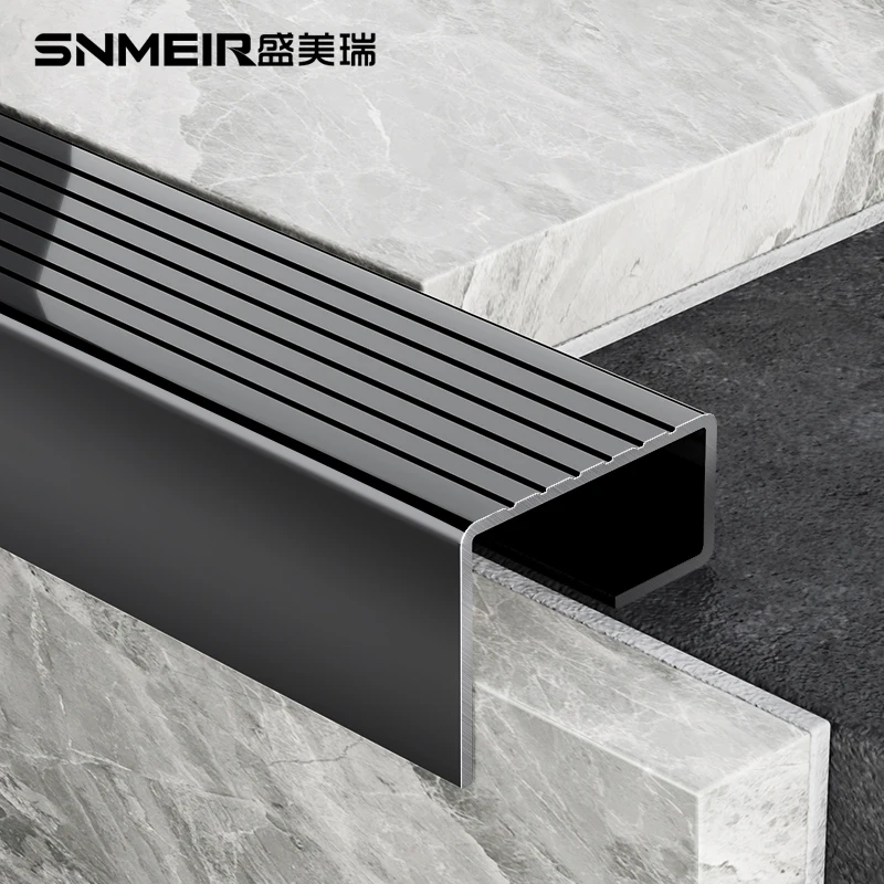 Foshan Supplier Senmry Wholesale Stainless Steel Stair Transition Strip Stair Strip For Protection OME Nosing Strips For Stairs