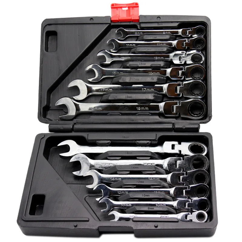 Metric Inch Tools Ratchet Combination Wrench Set Chrome Vanadium Steel 72T CRV Material telescopic ratchet wrench for Hand tools