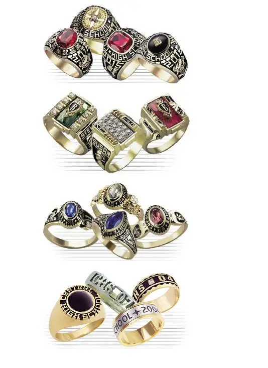 popular stainless steel gold plating custom mens high school college graduation class ring with CZ stones wholesale