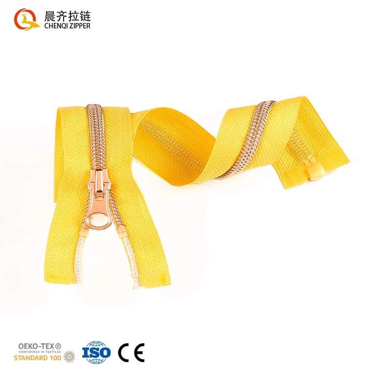 Supplier wholesale 5# Nylon Electroplated Rose Gold Teeth Open-end Polyester Zipper for garment