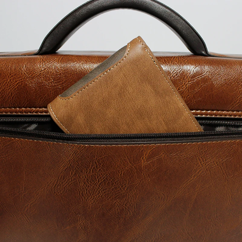 Leather Bags Design Business Laptop waterproof computer Handbag Coffee Men Bag Soft Sided Leather Briefcase