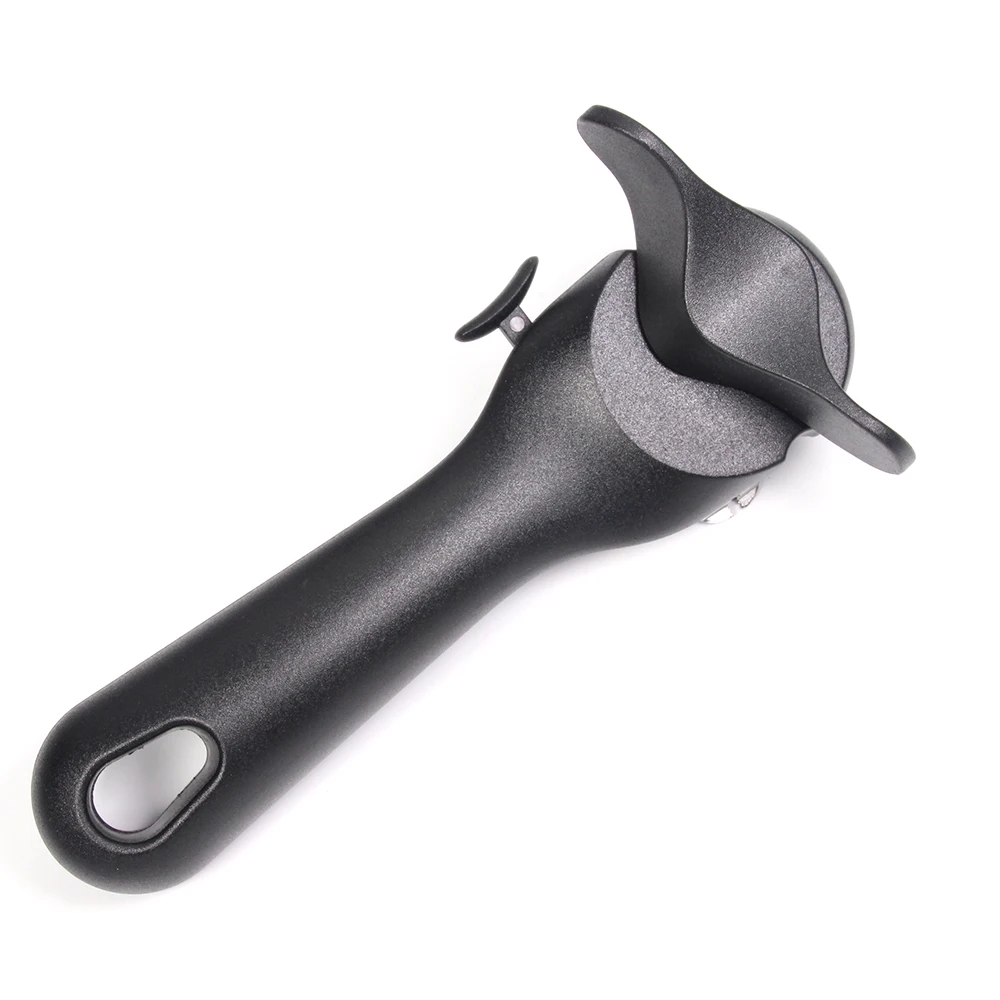 Black Manual Can Opener with Soft Grips Handle And Ergonomic Smooth Edge Use With Side Cutting Lid Lifter Can opener