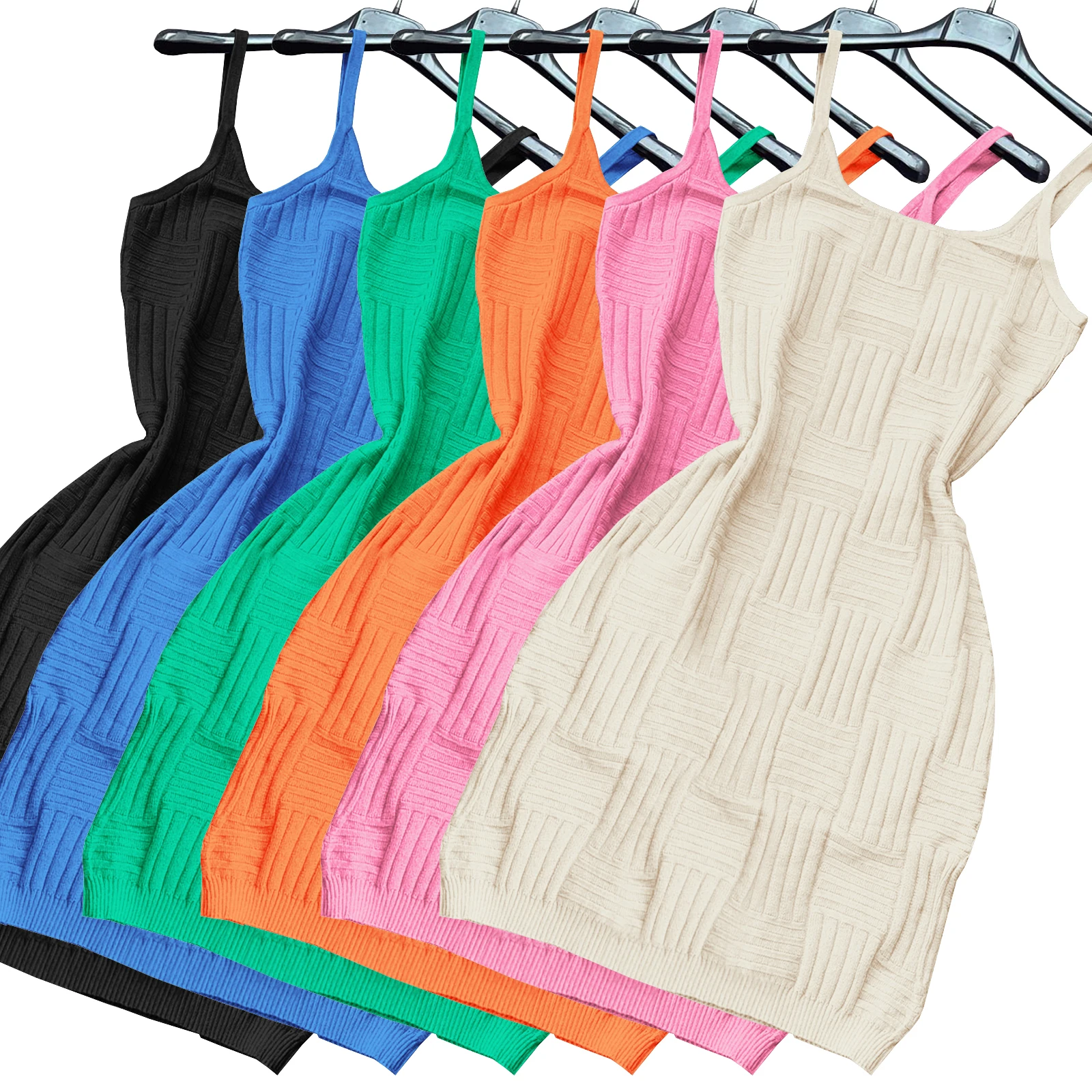 2022 summer knitted slip dress super elastic women casual bodycon mini dresses