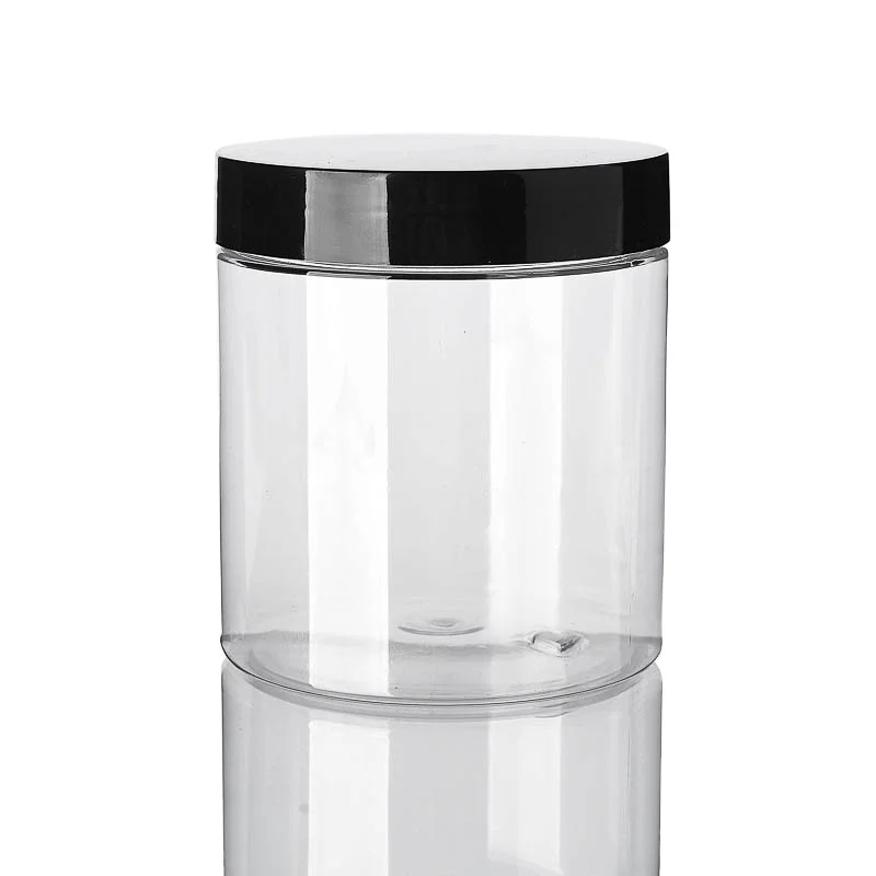 Wholesale 100ml 120ml 150ml 200ml 250ml 300ml 400ml 500ml Clear PET Plastic Food Grade Wide Jar With Aluminum Plastic Screw Lids