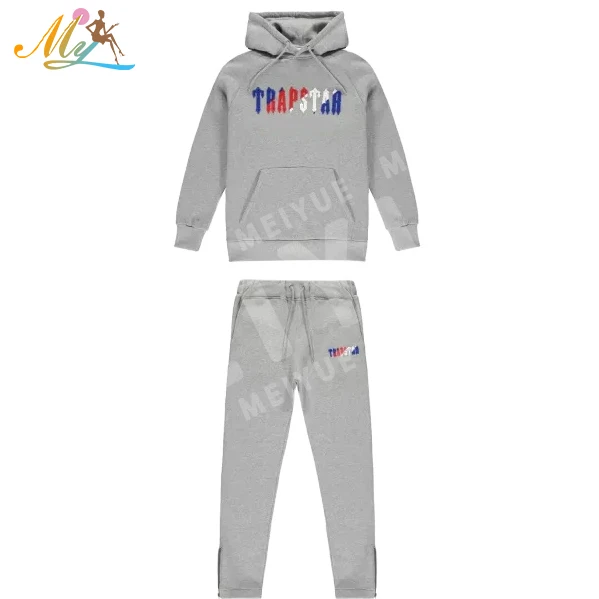 custom Sweatsuit vendors Men Training Sports Track Suits custom men Chenille embroidery two piece set jogging trapstar tracksuit