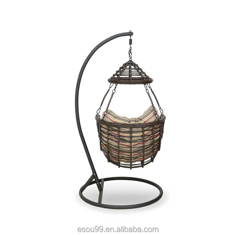 Роскошное подвесное кресло-качели, кресло в форме яйца, большое сиденье, устойчивое к ультрафиолетовому излучению, Мягкая глубокая подушка, расслабляющее кресло-корзина