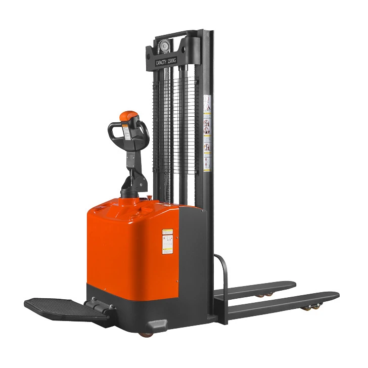 Lifting semi electric pallet stacker walking type electric stacking truck forklift 2 ton