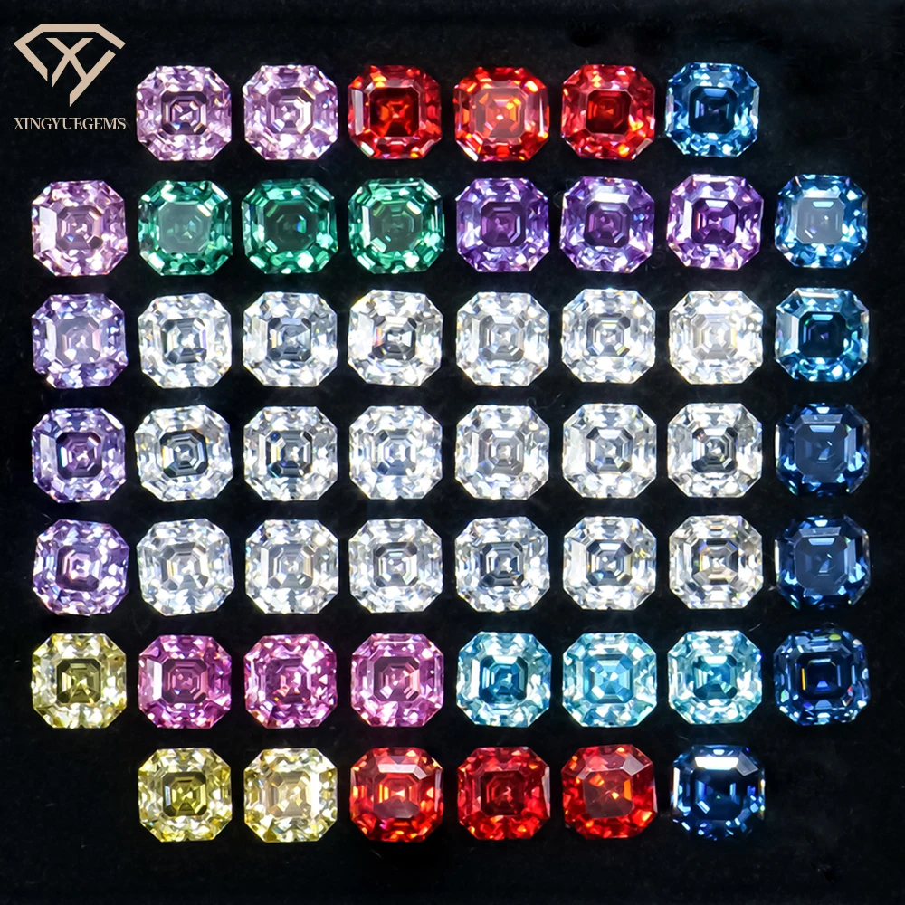 Custom Wholesale gem gra colored red champagne green pink asscher cut loose stones moissanite mossanite diamond with certificate
