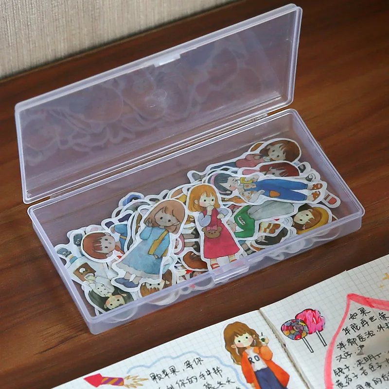 1 PC New Stationery Stickers Plastic Transparent Storage Box Organizer Container Art Tool Case for Craft Desktop