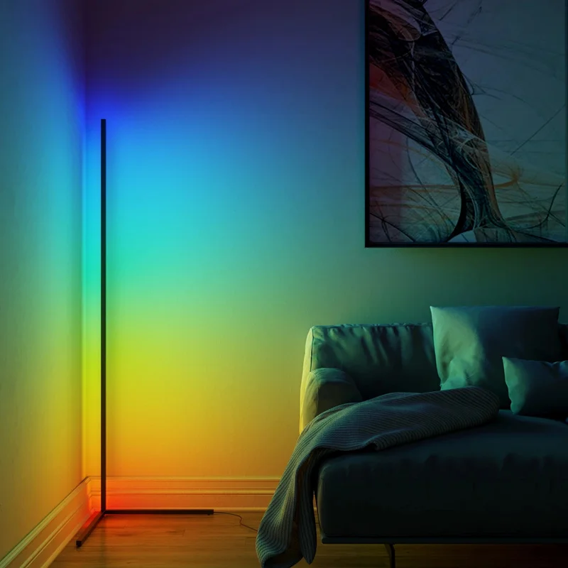 Светодиодная угловая Напольная Лампа с RGB волшебными полосками окружающий напольный светильник для украшения дома