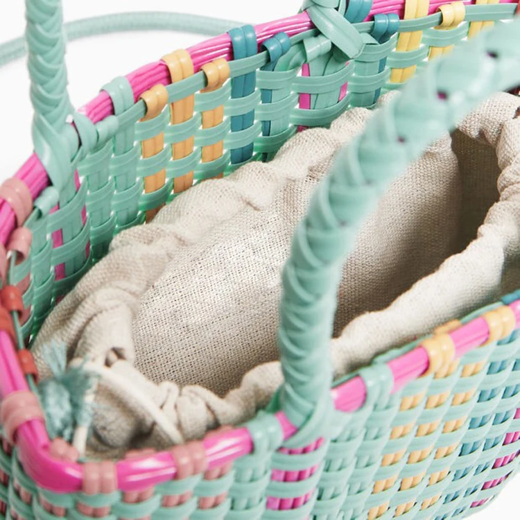 Женская соломенная сумка ручной работы вместительная пластиковая корзина плетеная крючком сумка-слинг с внутренней сумкой